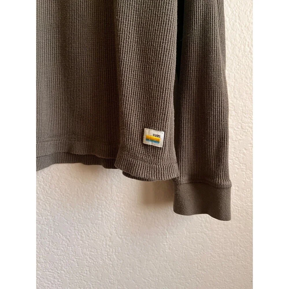 Vuori Men's Waffle Crewneck Thermal Shirt in Oregano (Olive Green) Size XL